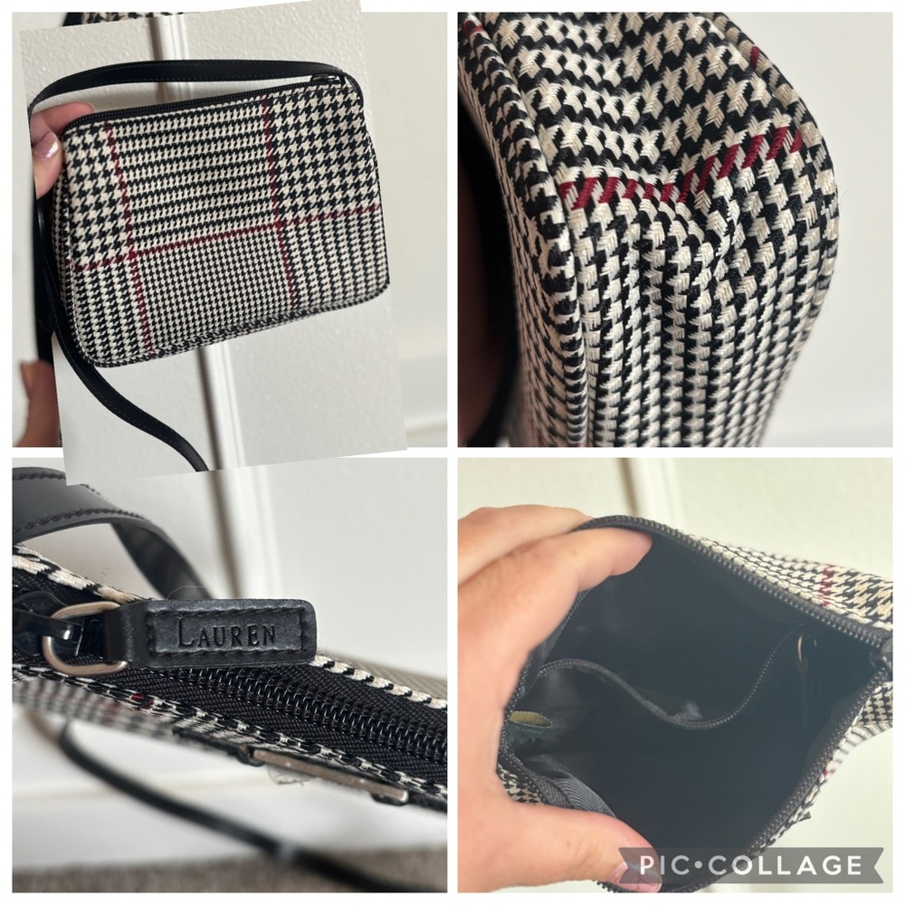 !!SOLD!!Lauren Ralph Lauren Black and White Checkered Tote Bag Set - Picture 3 of 13